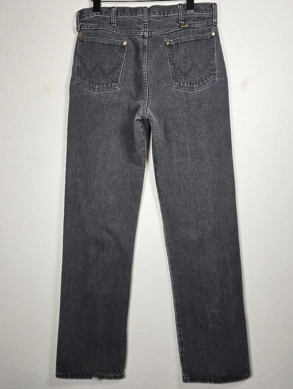 Vintage Wrangler 13MWZ Black Jeans Made in USA Cowboy Cut Mens Tag 35x34 Fits 33